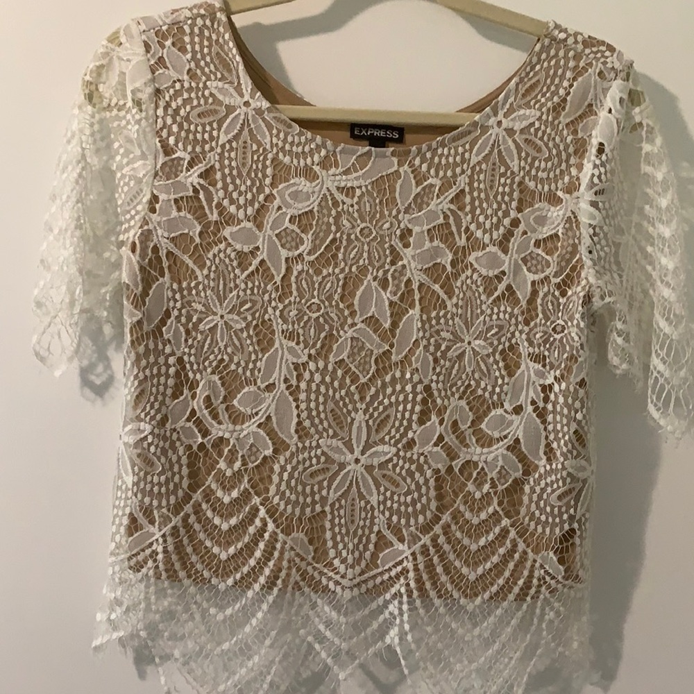 Express white lace top